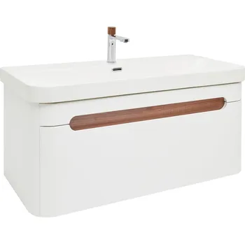 Koupelnový nábytek Koupelnová skříňka s umyvadlem a baterií SAT Fusion 97,5x43x45 cm bílá matná mat SATFUSION100WMWBA - SATFUSION100WMWBA