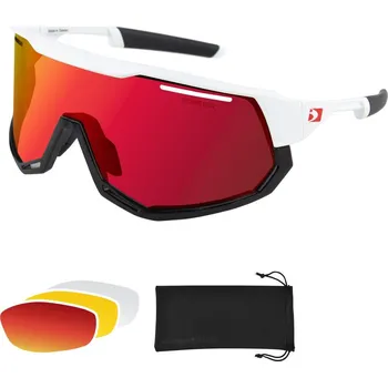 Motocyklové brýle Cyklistické sluneční brýle s vyměnitelnými čočkami BOBSTER SUNGLASS FREEWHEEL matný bílý/lesklý černý rám, čočky kouřová Red revo, žlutá, čirá
