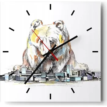 Hodiny Nástěnné hodiny do kuchyně 30x30 Zvířata Stylové hodiny na skle Loft Tiché