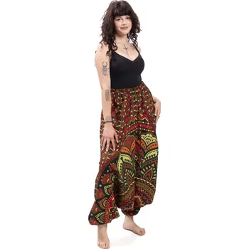 Dámské kalhoty Harémové kalhoty / Sultánky MANDALA červeno-zelené II.