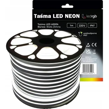 LED páska LED Neonová Páska 2835 220V 230V 1m 6000K BÍLÁ STUDENÁ VODĚODOLNÁ IP67 až 100m