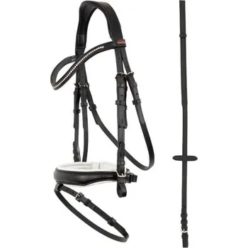 Uzdečka PREMIERE Bastia se švédským nánosníkem černá/bílá PONY