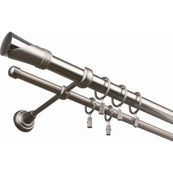 Ø 25/16 dvoutyč-komplet Duncan Barva: chrom mat, Délka: 160 cm, typ kroužků: bez kroužků