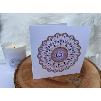Mandalové přáníčko – Mandala KORUNNÍ ČAKRY 15cmx15cm