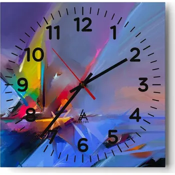 Hodiny Nástěnné hodiny do obýváku 40x40 Abstrakce Tiché hodiny Skleněné hodiny Bez hlučnosti