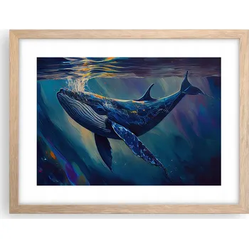 Obraz Obraz plakát v rámu světlý dub do obýváku 40x30 velryba foto na zeď