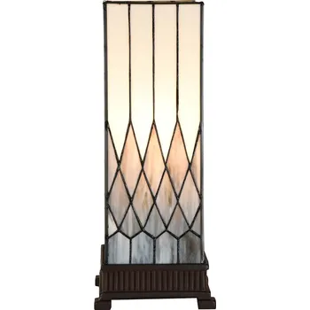Lampička Bílo-šedá stolní lampa Tiffany Paulette - 17*17*43 cm E27/ 1*40W