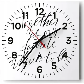 Hodiny Nástěnné hodiny do obýváku 40x40 Typografie Tiché Skleněné hodiny Bez hlučnosti