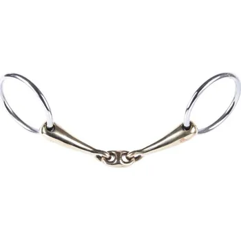 Udidlo pro koně Udidlo stihlo HARRY'S HORSE Bradoon Gold Brass dvakrát lomené 16mm/12cm