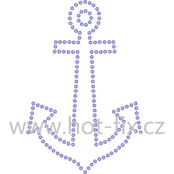 SM014 - kotva nažehlovací hot-fix kamínková aplikace na textil, rozměry cca 10,0x15,0cm barva: kameny barva 201 AB Crystal /stříbrná s duhovým efektem