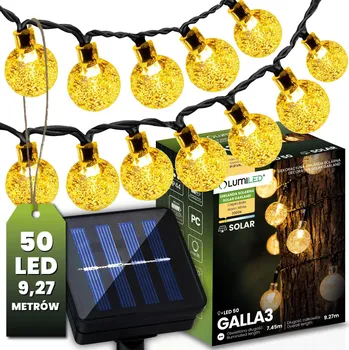 Žárovka Girlanda solární zahradní Lampki Solarne 50x LED žárovka LED Kulki na Balkon 9m GALLA3 LUMILED