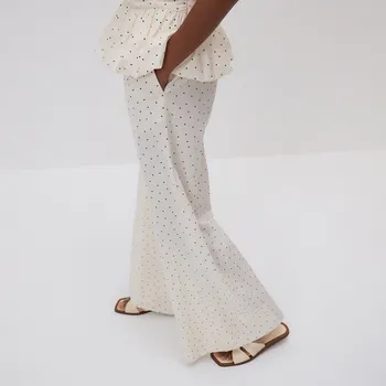 Dámské kalhoty Reserved - Volné kalhoty s puntíky - krémová - 867GS-01X - 867GS-01X-L