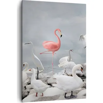 Obraz Obraz na plátně do obývacího pokoje ložnice 50x70 plameňák obrazy na zeď canvas