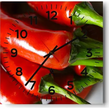 Hodiny Kuchyňské nástěnné hodiny 30x30 Gastronomie Skleněné hodiny do obýváku Tiché