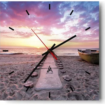 Hodiny Velké nástěnné hodiny 40x40 Krajina Skleněné hodiny Tiché