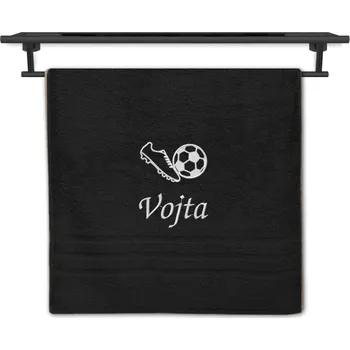 Ručník Ručník se jménem NA PŘÁNÍ černý 50x100 Kopačka a míč