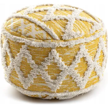 Taburet Bavlněná Taburet Podnožka válec 50x50 BOHO žlutá #D1939