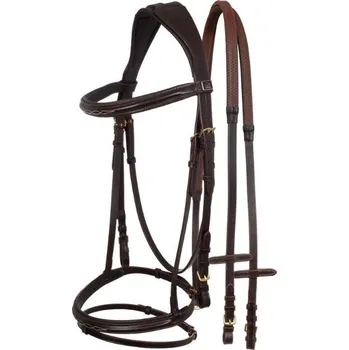 Vybavení pro koně Uzdečka SUPREME Contrast s anglickým nánosníkem hnědá SHETTY
