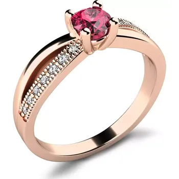 Prsten Dámský prsten růžové zlato 585/1000 přírodní diamant G/SI s turmalínem 10998-CV-TUR velikost 48