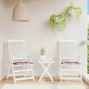 VidaXL Polštáře na zahradní židle, 2 ks, červená kostka, 40x40x4 cm