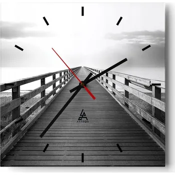 Hodiny Velké nástěnné hodiny 40x40 Krajina Skleněné hodiny Tiché