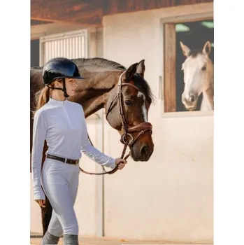 Jezdecké oblečení Dětské závodní tričko EQUITHEME Buffy bílé (14 roků)