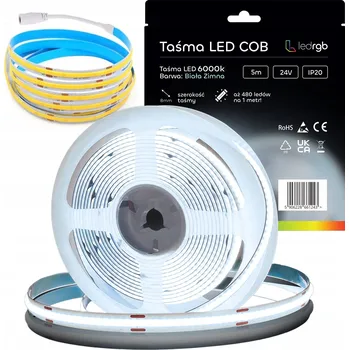 LED osvětlení LED pásek ledrgb 5 m 480 LED/m studená bílá 24V