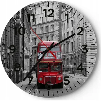 Hodiny Nástěnné hodiny do obýváku 40x40 Město Kulatý Hodiny na skle Loft Tiché