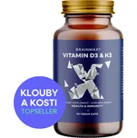 BrainMax Vitamin D3 & K2®, D3 5000 IU / K2 jako MK7 all-trans K2VITAL®DELTA 150 mcg, 50 rostlinných kapslí Vysoká dávka D3 a patentovaná forma K2 jako MK-7 K2VITAL®DELTA, 50 dávek, doplněk stravy