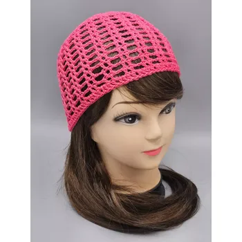 Pokrývka hlavy Ručně háčkovaná letní čepka růžová - pink (54 - 59 cm)