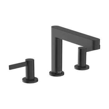 Vodovodní baterie Hansgrohe Finoris - 3-otvorová umyvadlová baterie 110 s odtokovou soupravou Push-Open, kartáčovaný černý chrom 76033340
