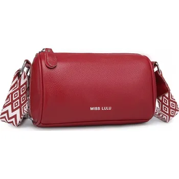 Miss Lulu dámská kožená crossbody kabelka se širokým popruhem L2309 - červená