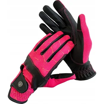 Rukavice Dětské jezdecké rukavice Horsenjoy Morgan, černo-růžové, velikost S