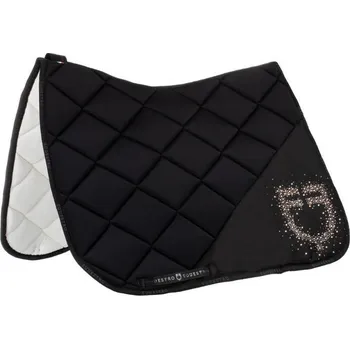 Drezurní podsedlová dečka EQUESTRO Rhinestone Logo černá DR