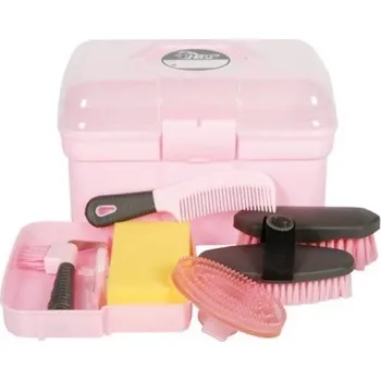 Čištění pro koně Box na čištění + sada kartáčů HARRY'S HORSE růžový