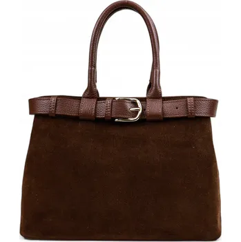 MORANTI kabelka z pravé přírodní semišové kůže - bezbarvá