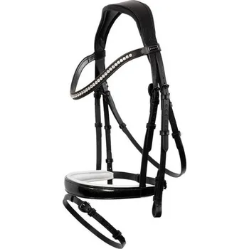 Uzdečka ANKY Metallic Patent s anglickým nánosníkem černá/bílá COB