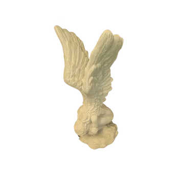 Zahradní dekorace ZahradniDekorace socha anděla - mlčící strážce, mramor okrový, výška 70 cm, 17 kg