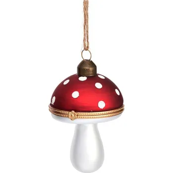Vánoční ozdoba Sass & Belle Skleněná ručně vyrobená vánoční ozdoba 9 cm Mushroom červená