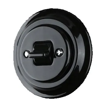 vypínač Keramický křížový vypínač pod omítku ANTICA OLD černý bez rámečku, loft styl