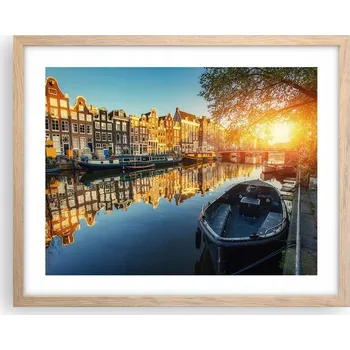 Obraz Obraz plakát v rámu světlý dub 50x40 cm - foto města do obýváku