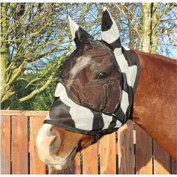 Koňská maska proti hmyzu Maska proti hmyzu BUCAS Buzz-Off Deluxe Zebra (L)