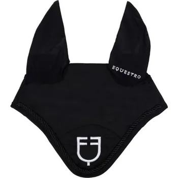 Koňská maska proti hmyzu Čabraka EQUESTRO Cotton Logo black PONY/COB