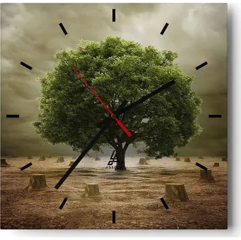 Hodiny Velké nástěnné hodiny 40x40 Krajina Skleněné hodiny Tiché