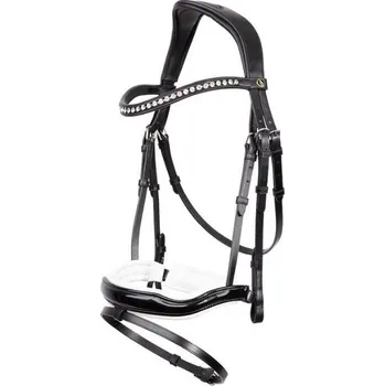 Uzdečka BR Bolton se švédským nánosníkem black/white FULL