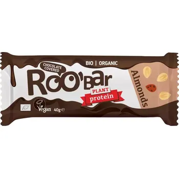 Roobar Proteinová s čokoládou - Almond & protein bar covered with chocolate BIO 40g