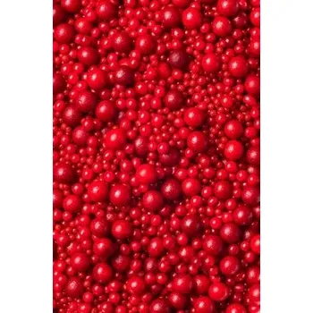 Čokoláda Jemné cukrové perličky,červené 3,4,5,7,10mm 50g