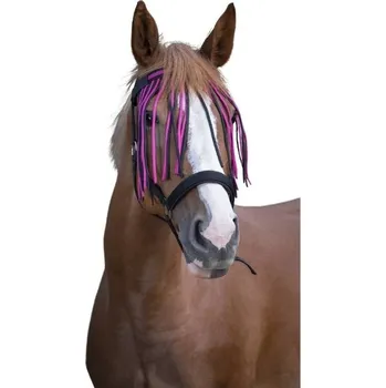 Koňská maska proti hmyzu Třásně proti hmyzu NORTON černé/malinové PONY