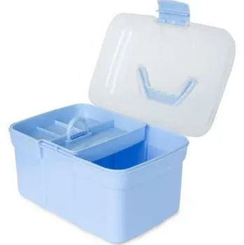 Čištění pro koně Box na čištění + sada kartáčů HORZE Kids modrý