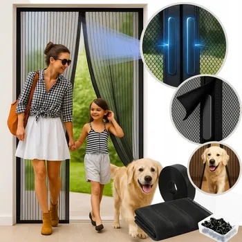 Síť proti hmyzu Magnetická síť proti hmyzu do dveří černá 80x220 cm